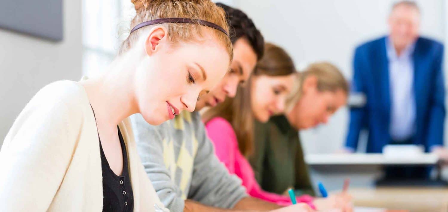 Students learning together in a classroom.
