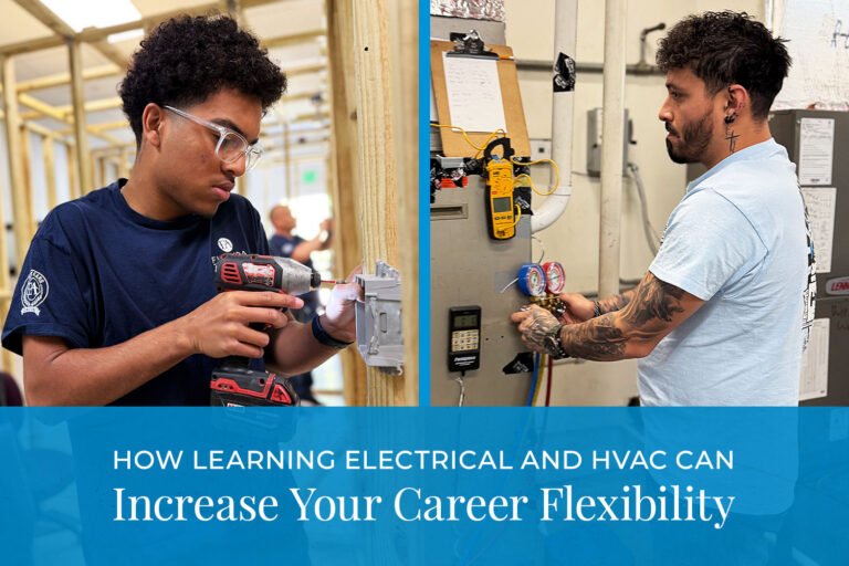 Two men working and learning hvac/r technology